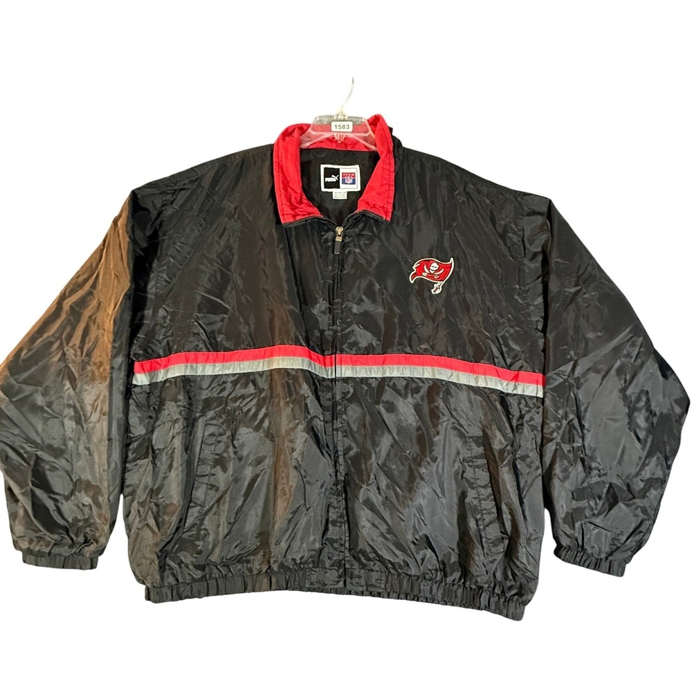 Puma NFL Tampa Bay Buccaneers Vintage Windbreaker Jacket‎ Black Red Mens 2XL
